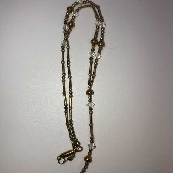 15 1/2" Gold and Clear Y-Shaped Beaded Necklace - Picture 3 of 4